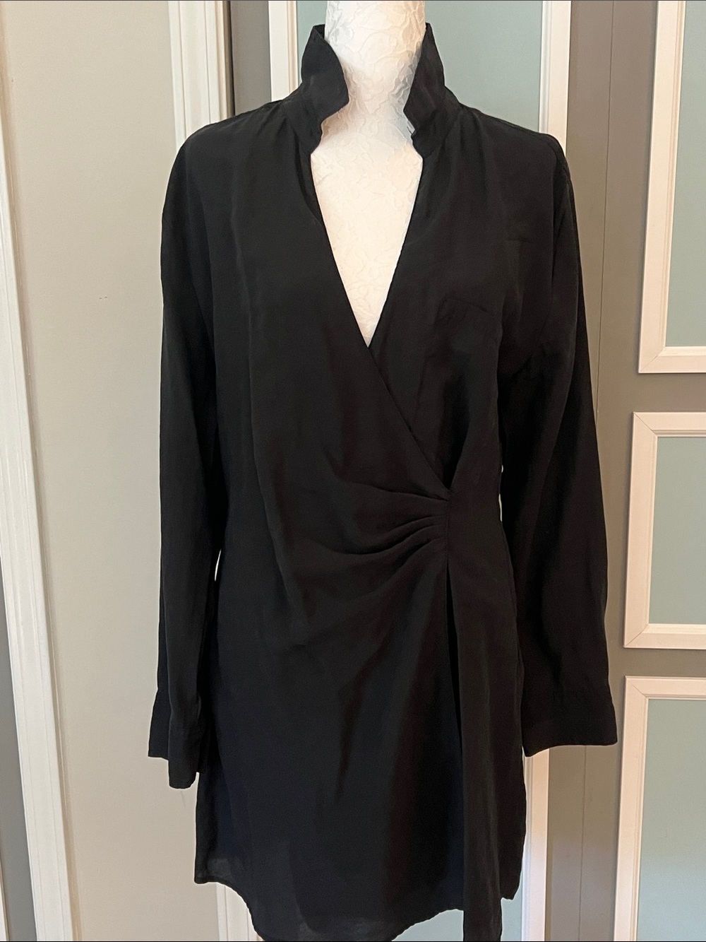 Zara Black Wrap Tunic with Ruching Detail